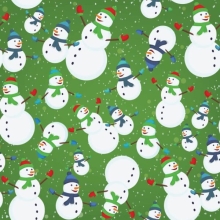 45" Christmas - Happy Snowmen - green - 1 yd